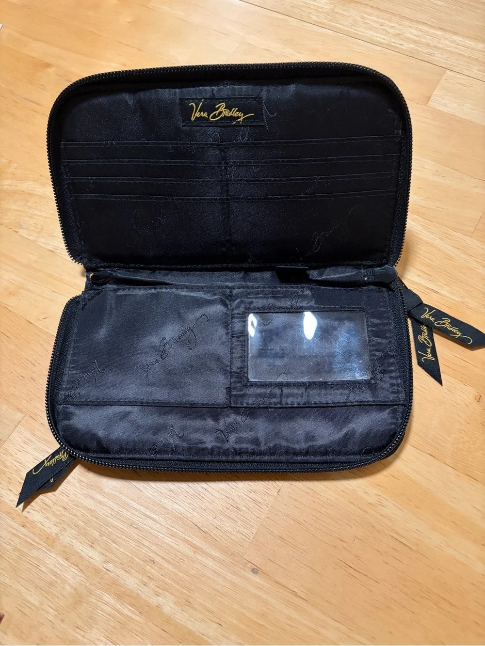 Vera Bradley Black Multicolor Symphony Floral Paisley Zip Wallet